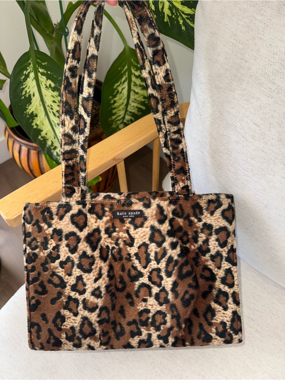Kate Spade New York Vintage Animal Leopard Print Faux Fur Brown Black Y2K Tote - Picture 4 of 17